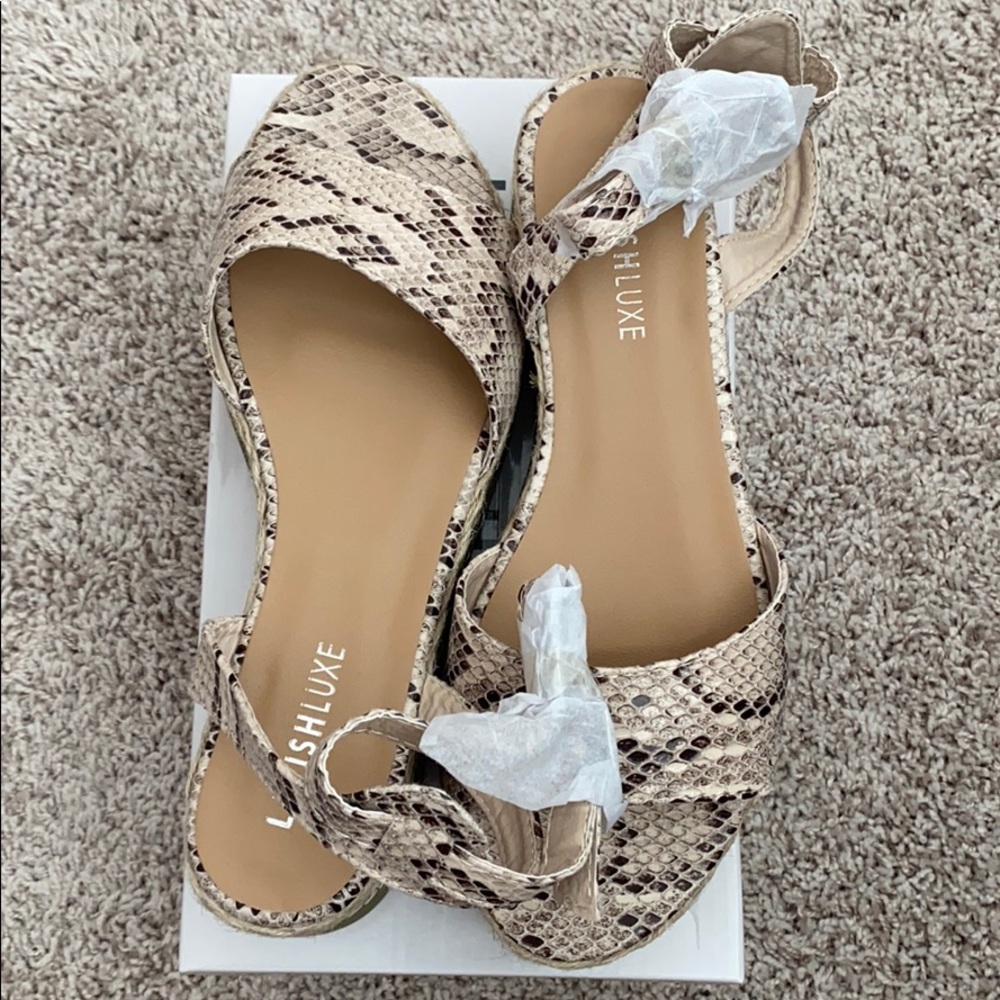 Snake Print Platform Espadrille Sandals
